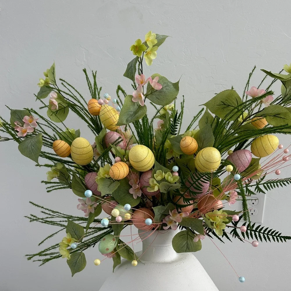 🌸NEW Easter Spring Pastel Floral Arrangement - Yellow & Pink Artificial Bouquet.